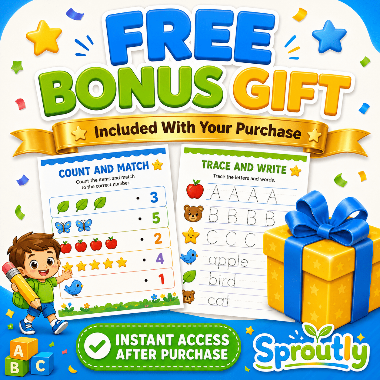 500,000+ Kids Educational Bundle PLR MRR, Printable Worksheets, Coloring Pages, Games, Preschool Learning Activities - sproutly