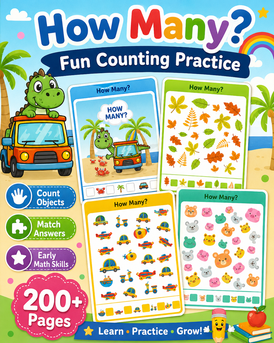 Preschool Math Worksheets Printable Bundle | Numbers 0-10 Tracing, Counting, Patterns, Pre-K &amp; Kindergarten PDF Activities