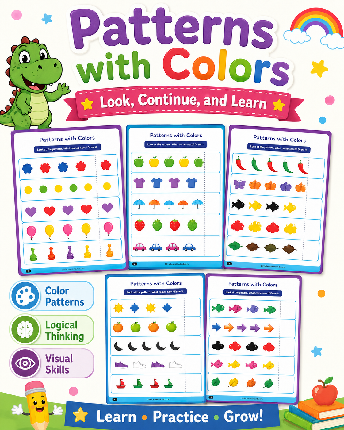 Preschool Math Worksheets Printable Bundle | Numbers 0-10 Tracing, Counting, Patterns, Pre-K &amp; Kindergarten PDF Activities