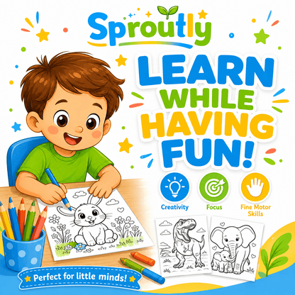 Mega Pack de Coloriage Enfants 3000+ Pages PDF, Livre de Coloriage Imprimable, Activités Créatives, Animaux Dinosaures Princesses, Téléchargement Instantané - sproutly